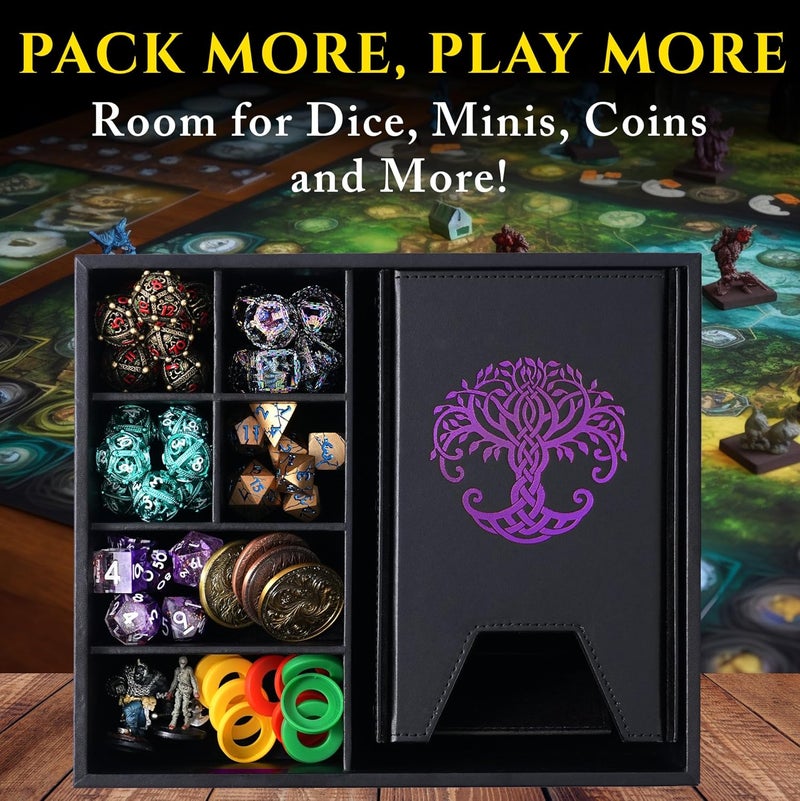 Soar Forge Dice Tray and Dice Tower for DND and RPG - All-in-One Game Roamer Tray & Large Tower for Random Rolls - Stores Your Sets, Mini's and More Compatible with D&D (Purple Tree) - Image 4